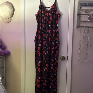 SHEIN Black and Red Heart Jumpsuit. Great for Valentine’s Day!!🩷